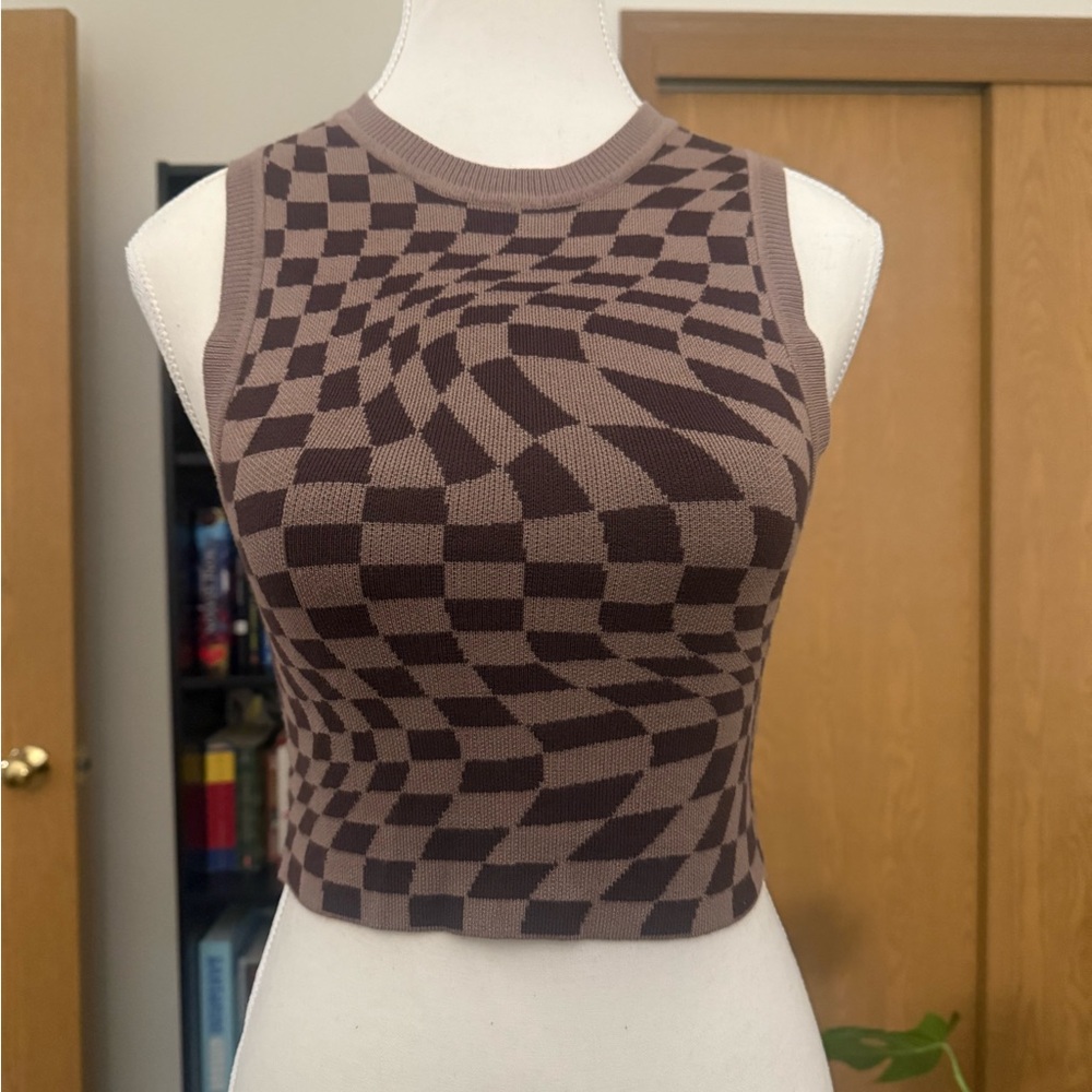 Garage Brown Optical Illusion Crop Top